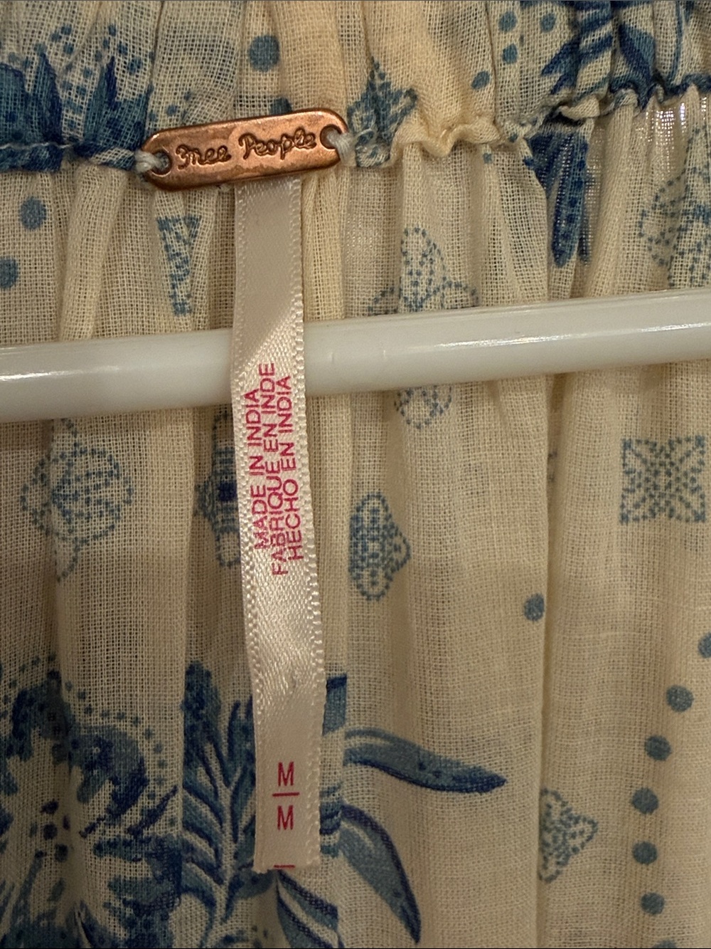 Free People Blue & Cream Floral Boho Maxi Dress Cottagecore Dress M - Picture 9 of 9